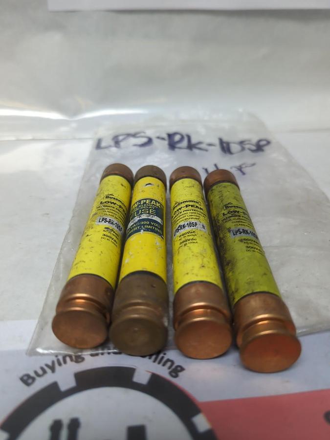 Used COOPER BUSSMANN,LPS-RK-10SP,LOW-PEAK 10 AMP FUSELOT OF 4 PRE-OWNED