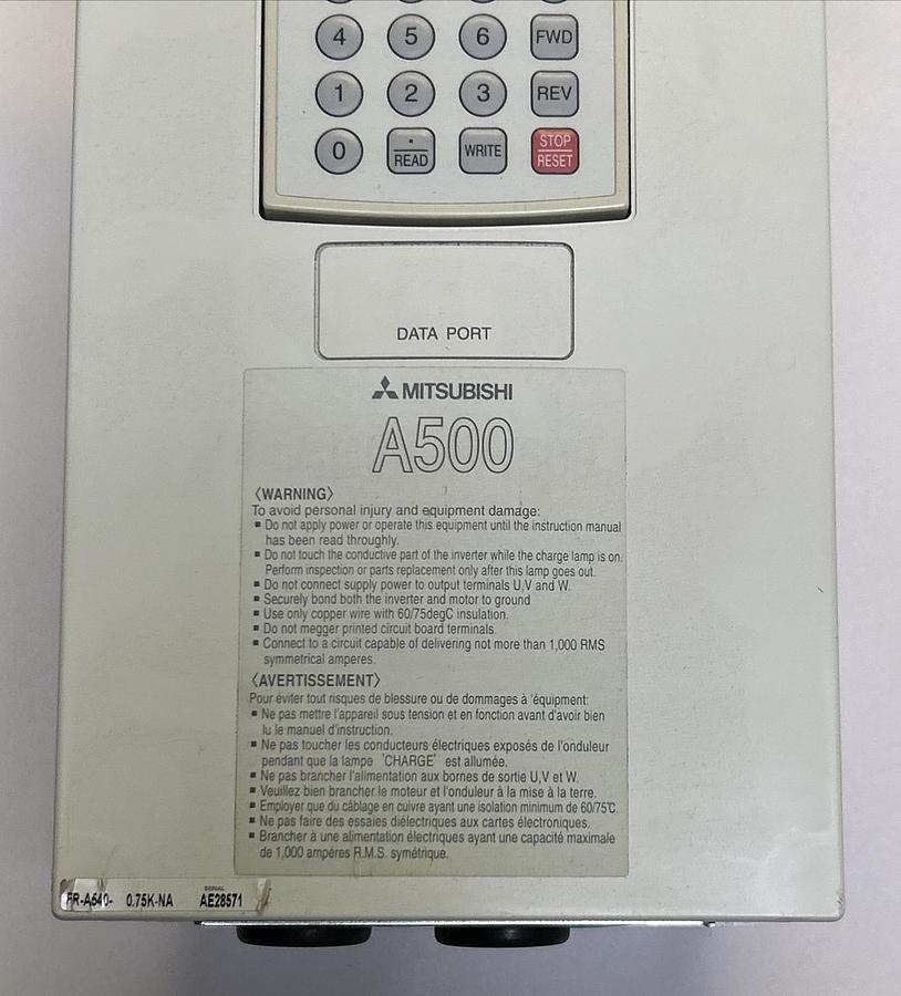 Used MITSUBISHI,FR-A540-0.75K-NA,INVERTER AC DRIVE 1 HP