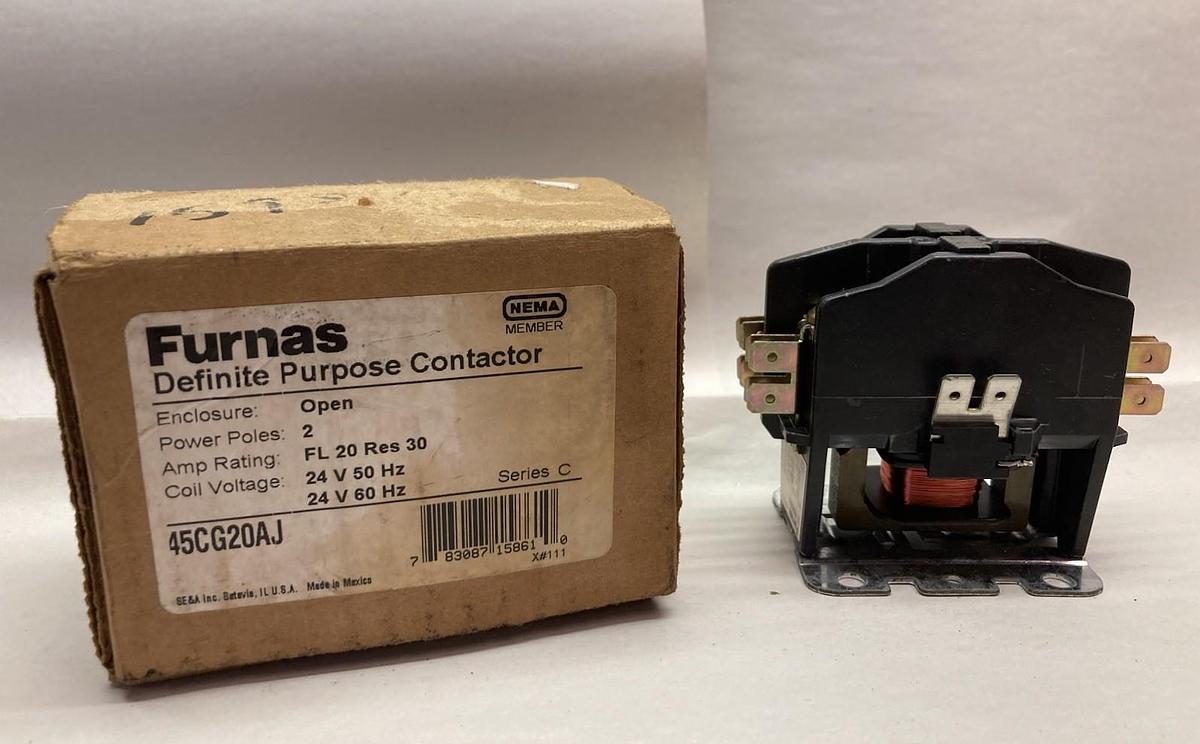 Furnas,45CG20AJ,2-Pole Definite Purpose Contactor Ser C 24V