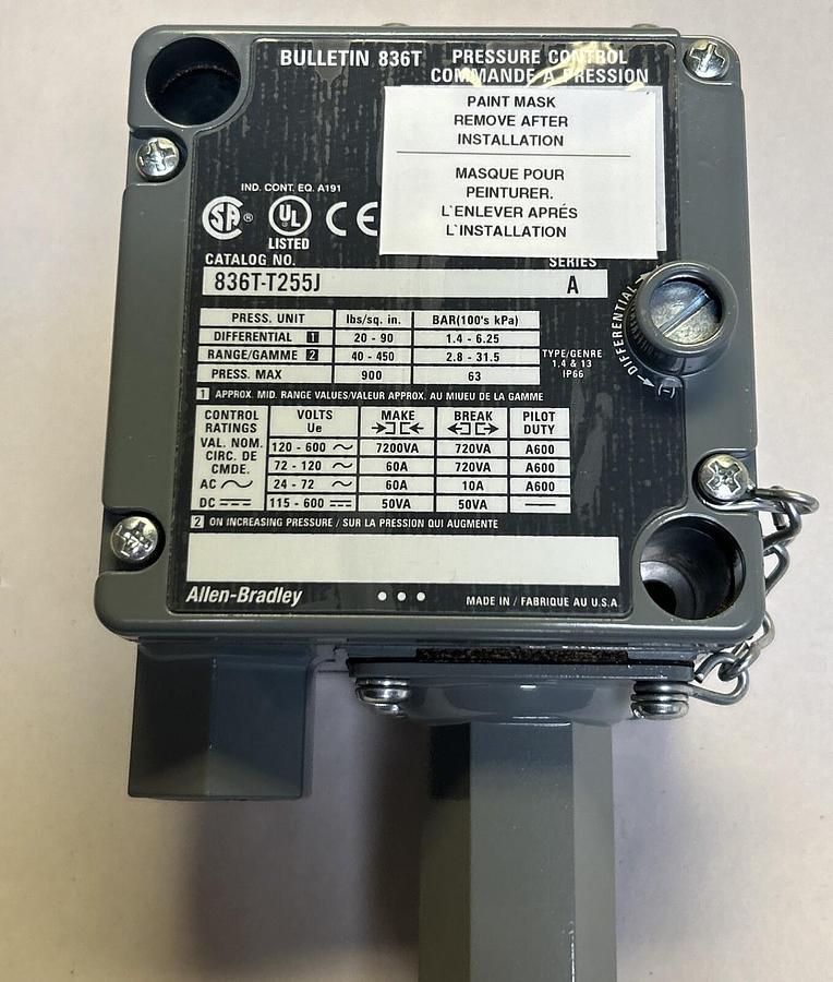 ALLEN BRADLEY,836T-T255J,PRESSURE CONTROL SWITCH NOS