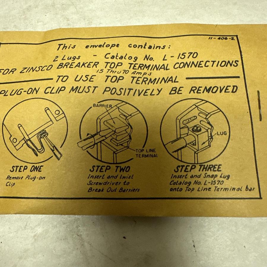 Used Zinsco,L-1570,Lug Kit 14-4 For Q-Breakers