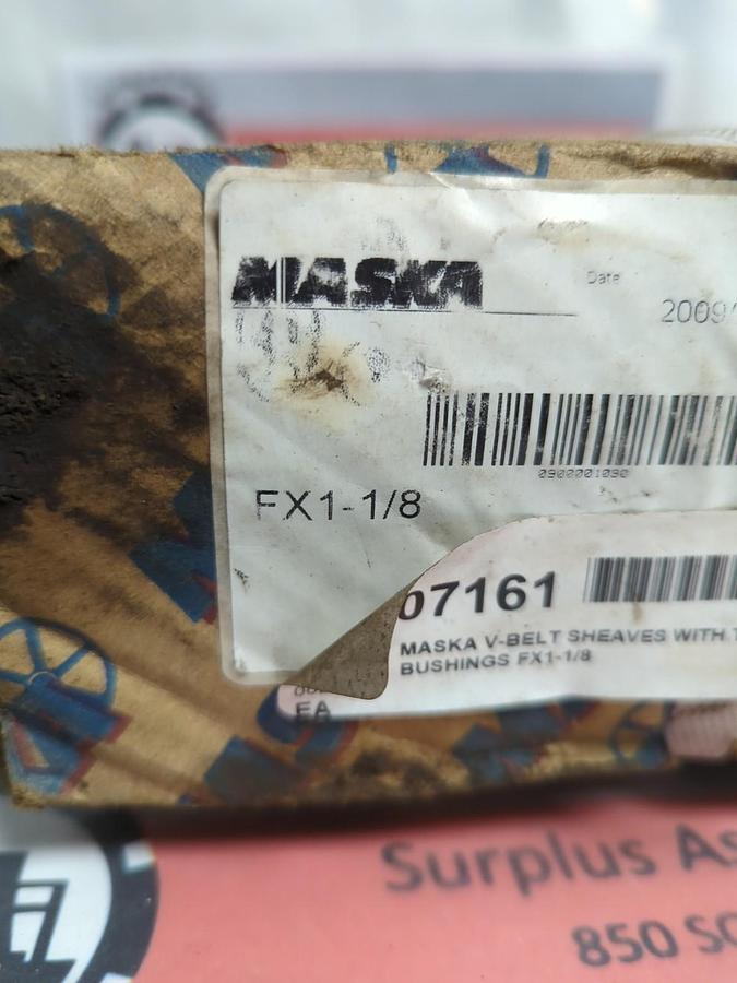 Used MASKA,FX1-1/8,V-BELT SHEAVE WITH TAPERED BUSHINGS NOS