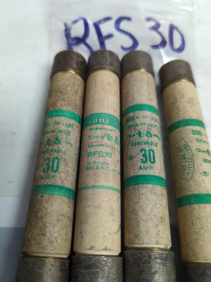 GOULD SHAWMUT,RES 30,RENEWABLE 30 AMP FUSE LOT OF 4 PRE-OWNED