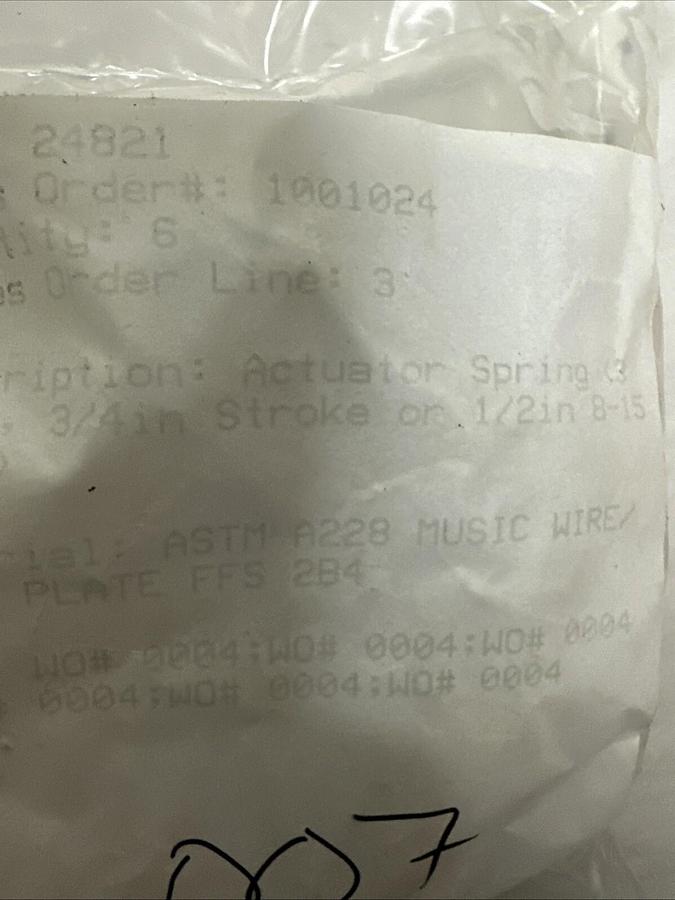 Used Fisher,24821,Actuator Spring 3/4" LOT of 5