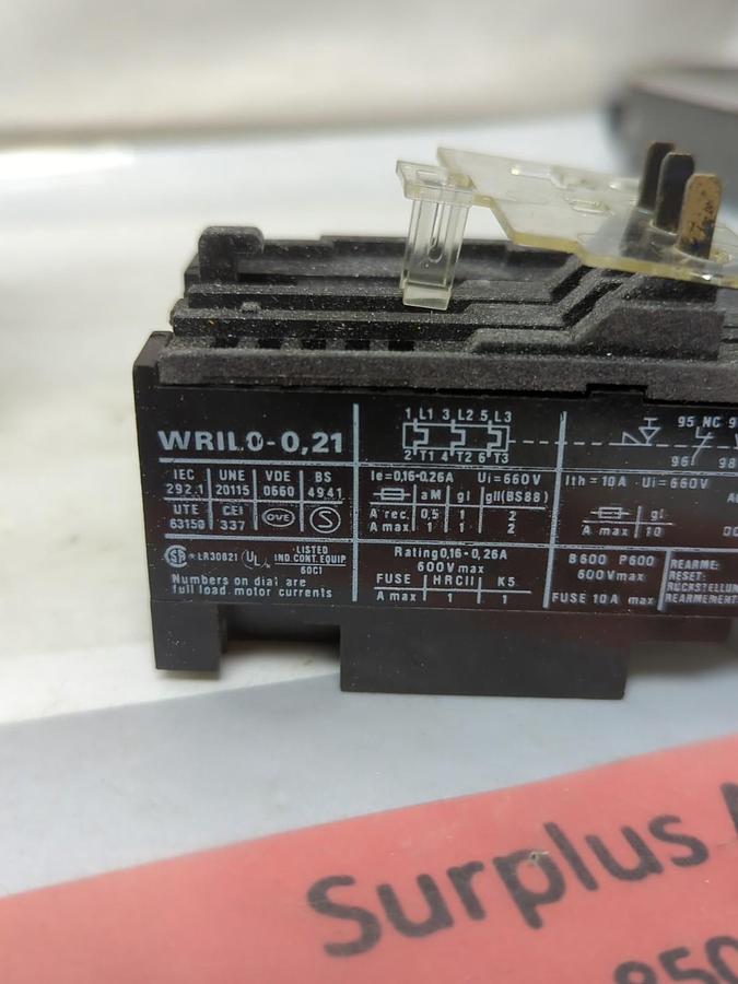 WARD LEONARD,WRIL 0-0,21,CONTACTOR 0.16-0.26A NOS