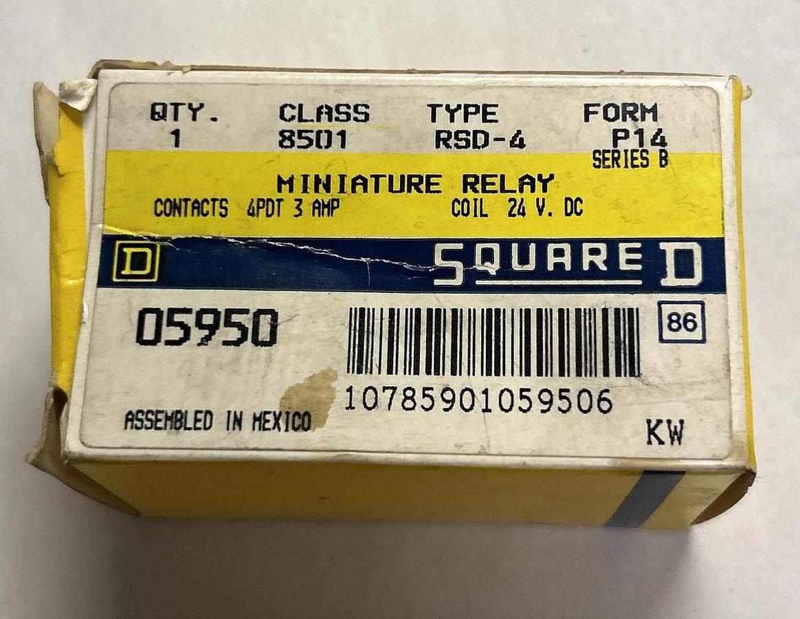 Used SQUARE D,8501-RSD4,RELAY 3AMP 24VDC NEW