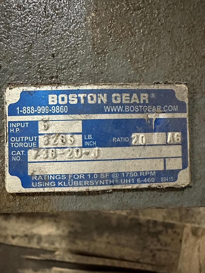 Used Boston Gear,738-20-J,Speed Reducer 20:1 Ratio