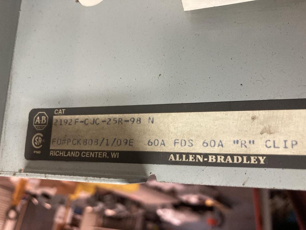 Used Allen-Bradley,2192F,12 INCH FUSED Disconnect MCC Bucket 60A 600V 60Hz