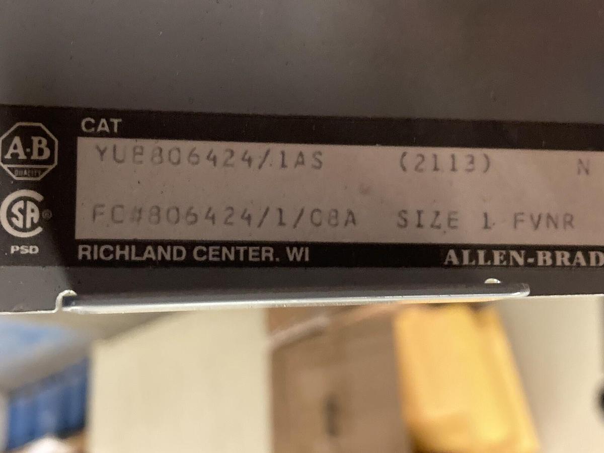 Used Allen-Bradley,2100 2113,Size 1 MCC Starter Bucket 30 Amp Breaker 509-BOD-A2G