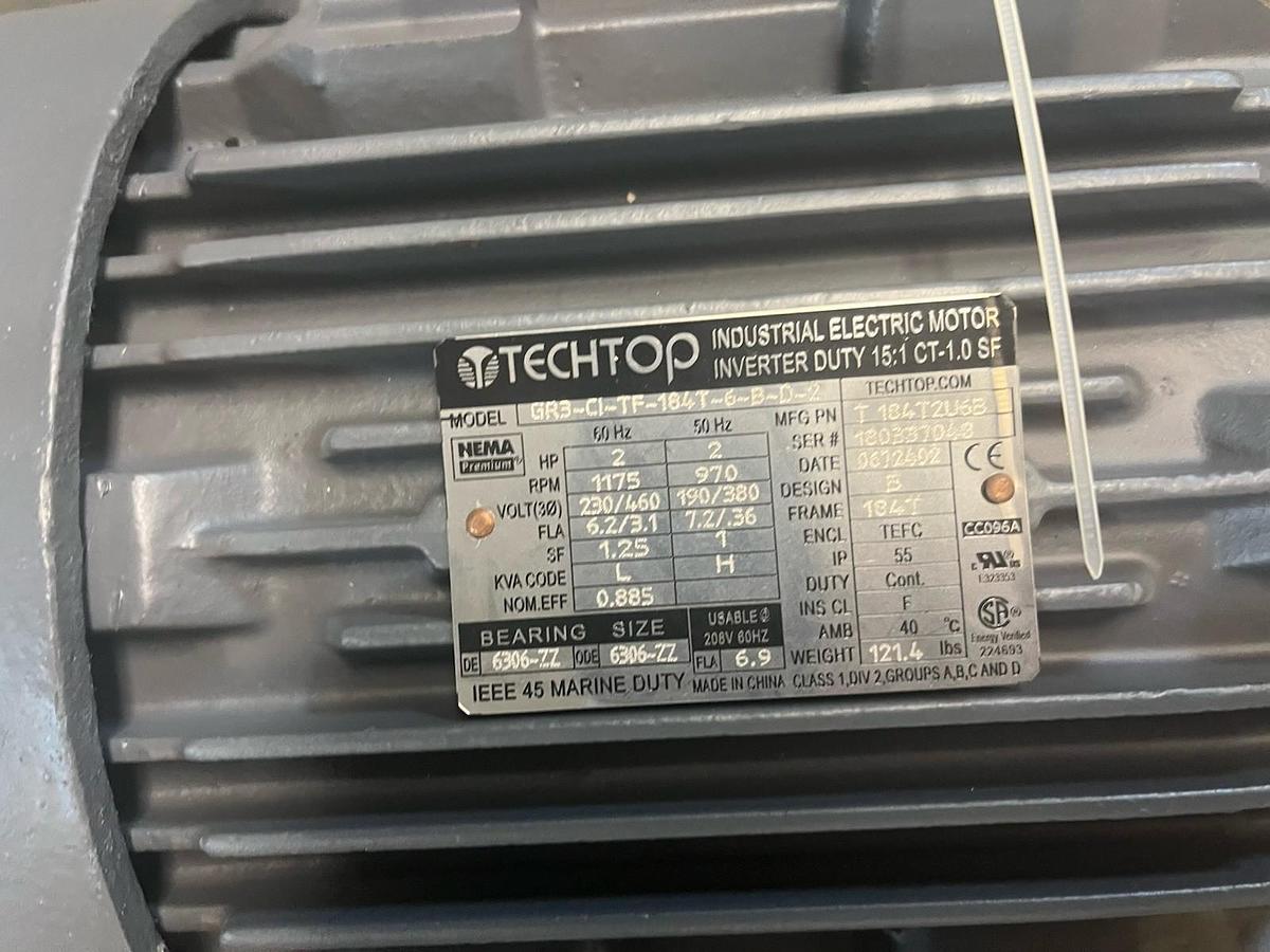 TECHTOP,GR3-CI-TF-184T-6-B-D-2,INVERTER DUTY MOTOR 2HP 1175RPM 3PH 184T