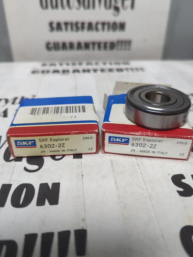 SKF,6302-2Z,DEEP GROOVE BALL BEARINGS 15X42X13MM LOT OF 2 NOS