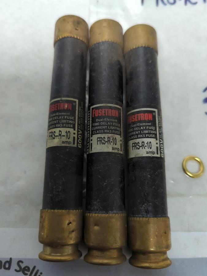 Used COOPER BUSSMANN,FRS-R-10,FUSETRON 10 AMP FUSE LOT OF 3 PRE-OWNED