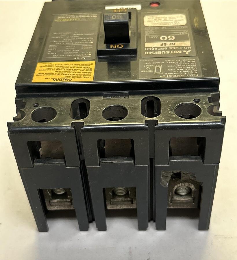 Used MITSUBISHI,NF-SF3060,CIRCUIT BREAKER 60A 480V 3P