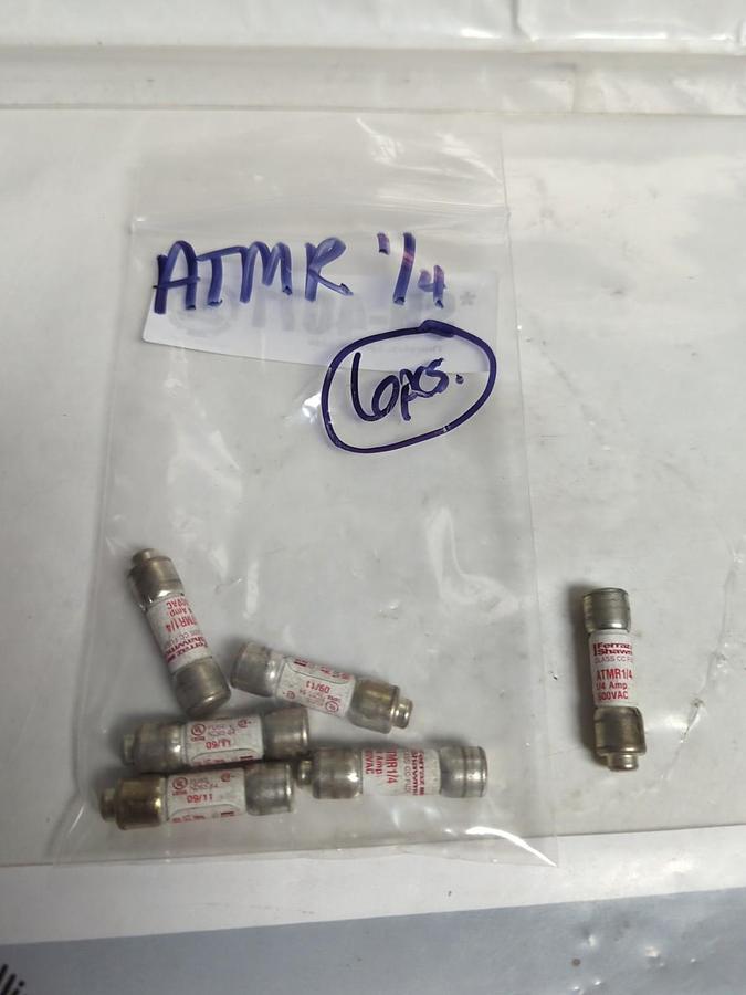 Used FERRAZ SHAWMUT,ATMR1/4,CLASS CC 1/4 AMP FUSE LOT OF 6 PRE-OWNED