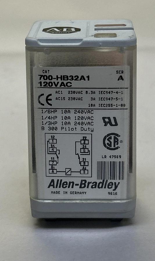 ALLEN BRADLEY,700-HB32A1,RELAY 10A 120V 50/60HZ NOS
