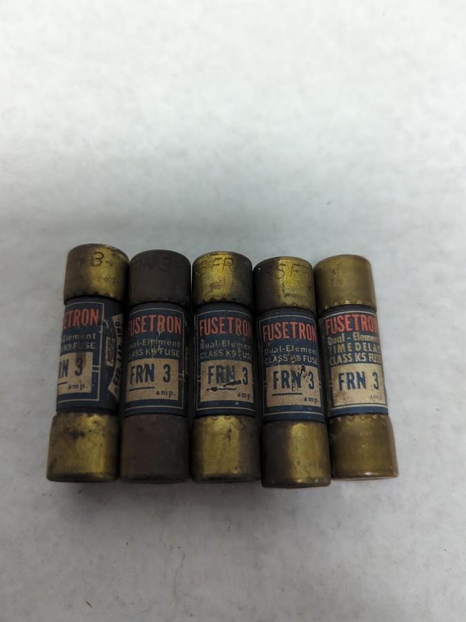 Used COOPER BUSSMANN,FRN-3,FUSETRON 3 AMP FUSE LOT OF 5 PRE-OWNED