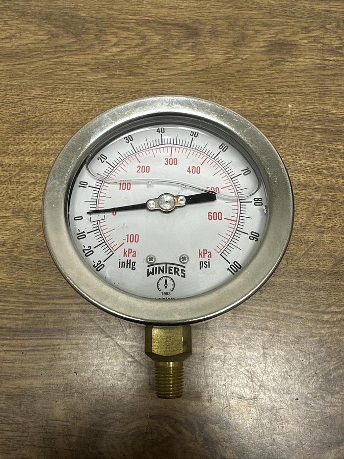 Winters,1953,30"-0-100 PSI/KPI 100MM x 1/4 NPT