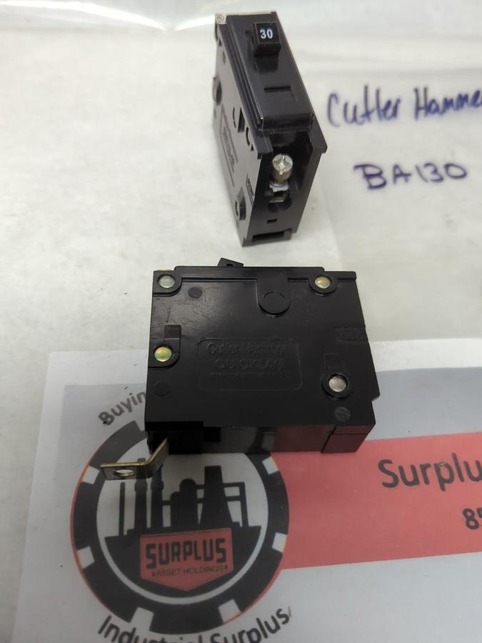 Used CUTLER-HAMMER,BA130,CIRCUIT BREAKER 1-POLE 30 AMP LOT OF 2 PRE-OWNED