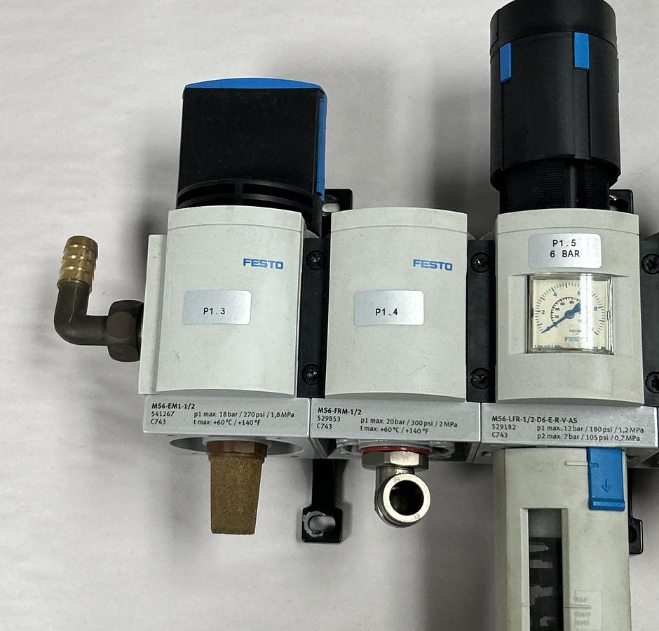 Used FESTO,MS6-LFR-1/2-D6-E-R-V-AS,FILTER REGULATOR ASSEMBLY