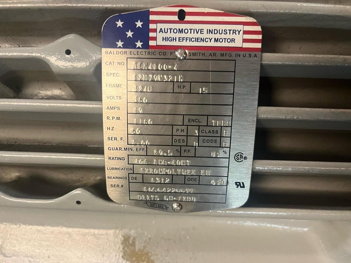 Used BALDOR,AEM4100-4,AUTOMOTIVE INDUSTRY MOTOR 15HP 324U 3PH 1160RPM