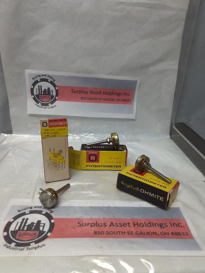 Used OHMITE,CU-5021,POTENTIOMETER 2-WATT 5000 OHMS LOT OF 3 PRE-OWNED