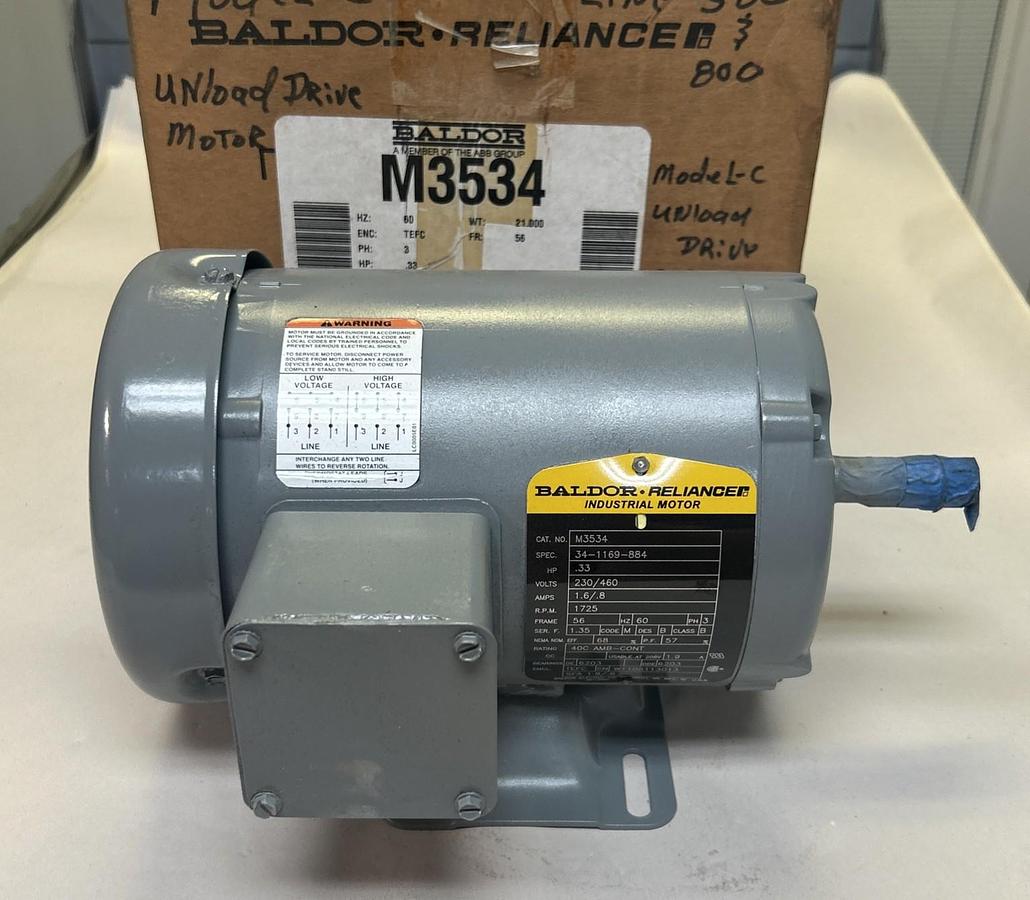 BALDOR,M3534,MOTOR 1/3HP 230/460V 1725RPM 3PH 56 FRAME