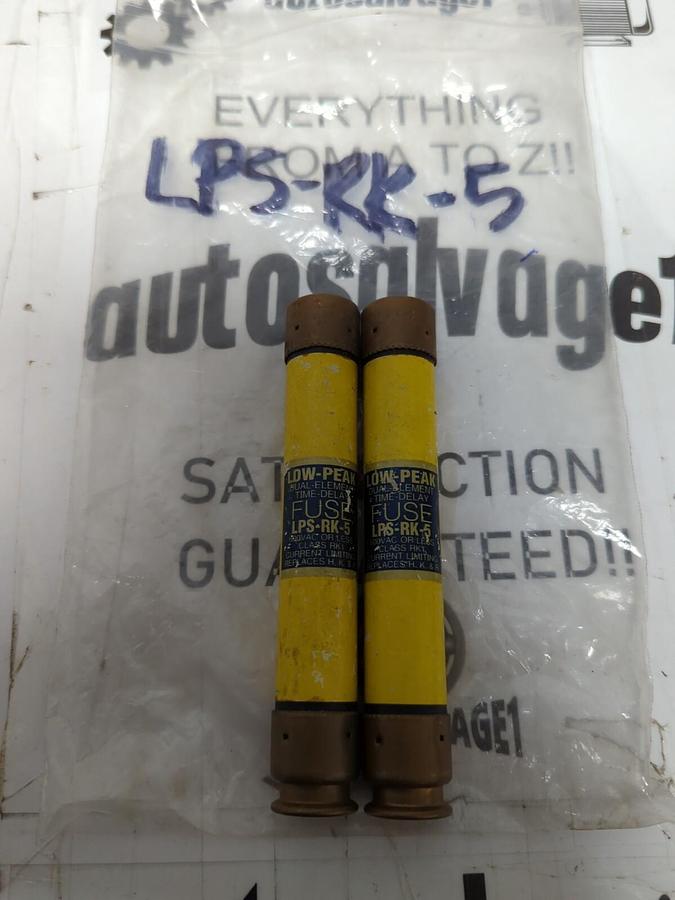 COOPER BUSSMANN,LPS-RK-5,LOW-PEAK 5 AMP FUSE LOT OF 2 NOS