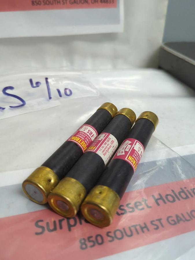 Used COOPER BUSSMANN,FRS-6/10,FUSETRON 6/10 AMP FUSE LOT OF 3 PRE-OWNED