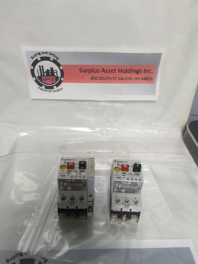 Used MOELLER,PKZM 1-6,MOTOR STARTER/CIRCUIT BREAKER 3-POLE 6A 660V LOT OF 2 PRE-OWNED