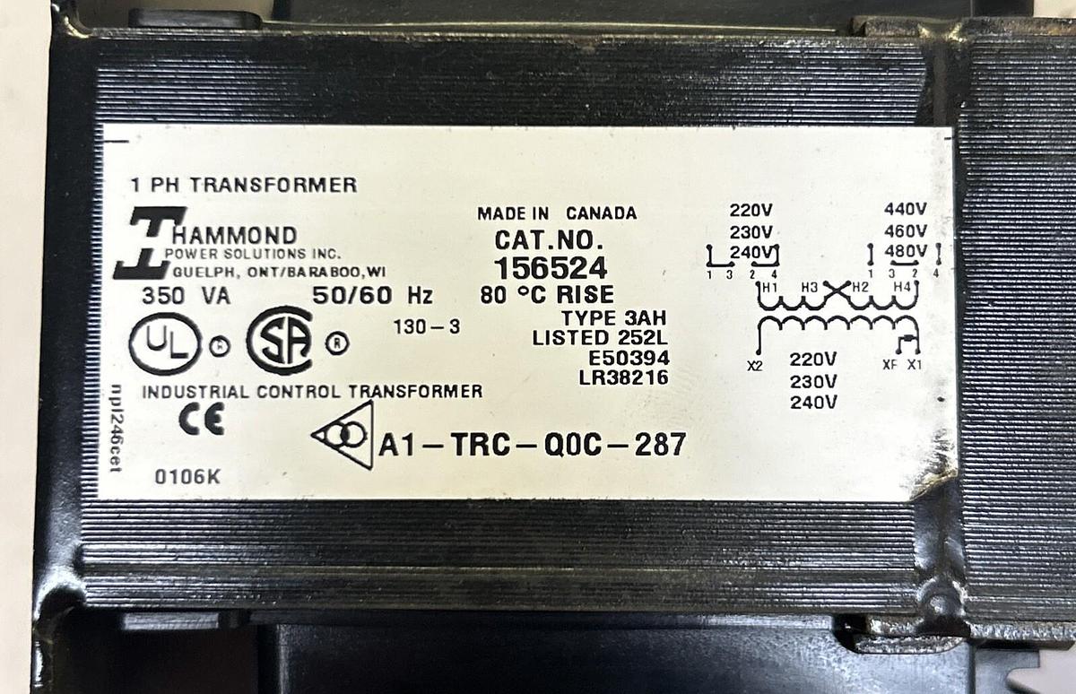 Used HAMMOND,A1-TRC-Q0C-287,TRANSFORMER 350VA