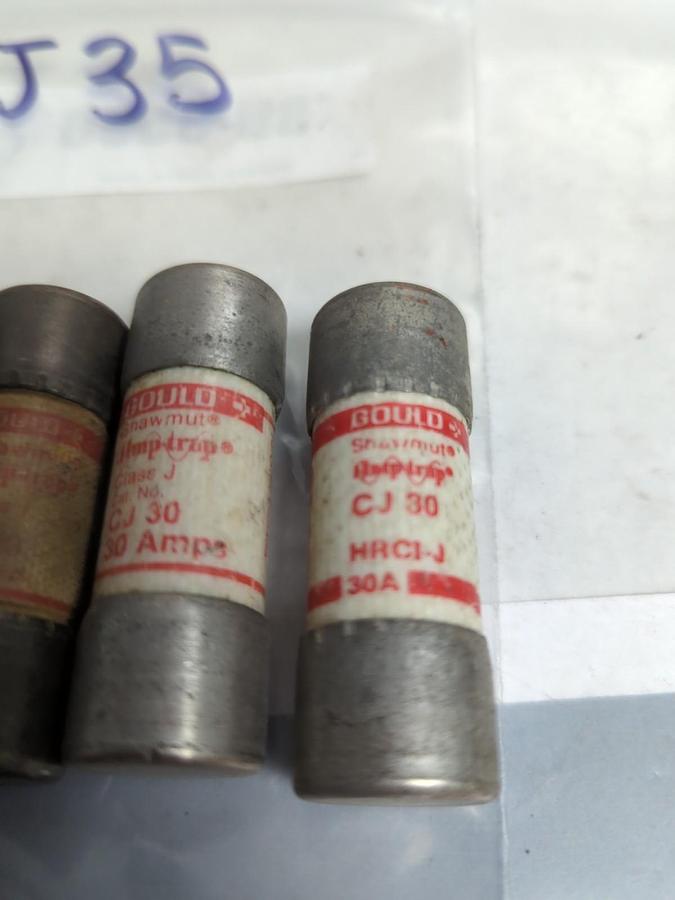 Used GOULD SHAWMUT,CJ35,CLASS J 35 AMP FUSE LOT OF 5 PRE-OWNED