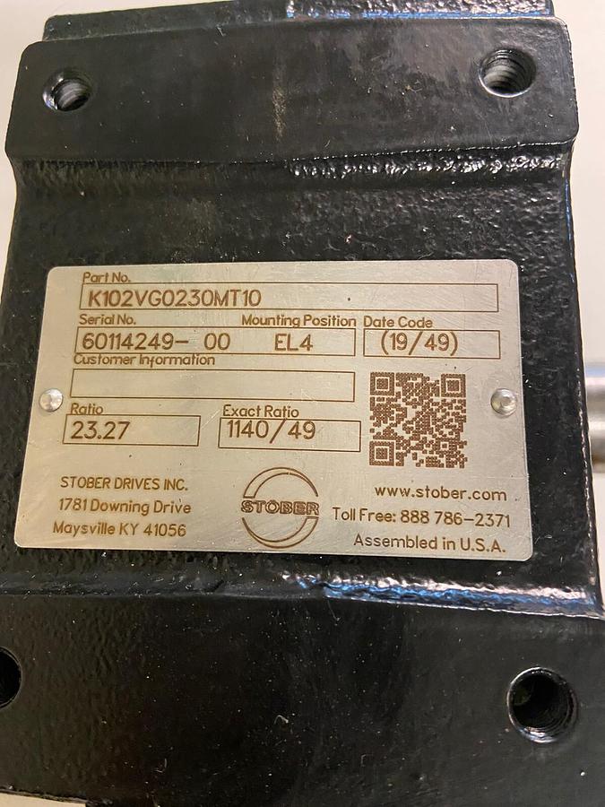 Stober,K102VG0230MT10,Right Angle Gear Box Ratio 23.27