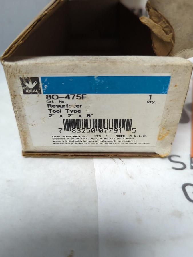 IDEAL,80-475F,RESURFACING TOOL TYPE 2 IN X 2 IN X 8 IN NOS