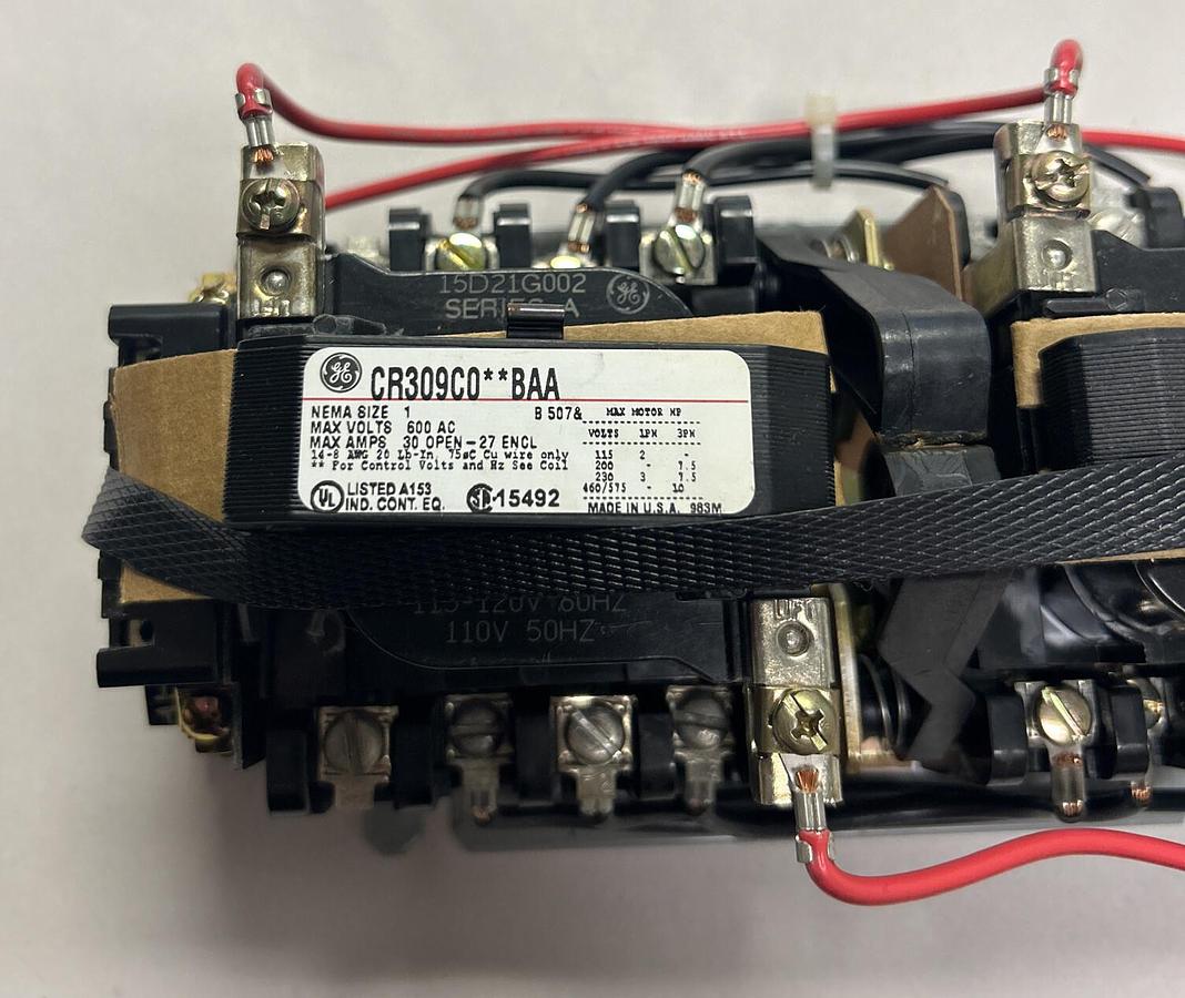 GE,CR309C0**BAA,MAGNETIC REVERSING STARTER SIZE 1 30A 600V NOS