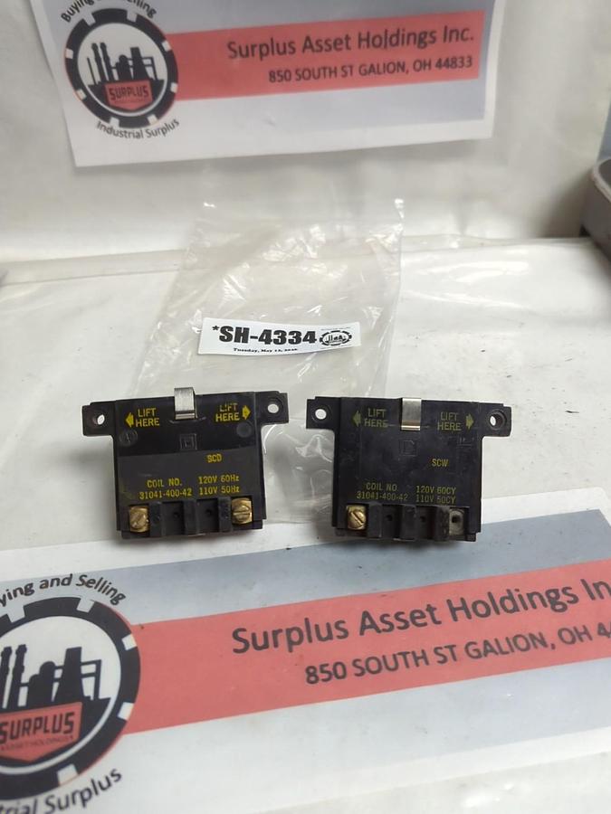 Used SQUARE D,31041-400-42,MAGNETIC COIL 120/110V 60/50HZ LOT OF 2 PRE-OWNED
