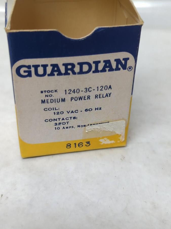 GUARDIAN,1240-3C-120A,MEDIUM POWER RELAY 120 VAC-60HZ NOS