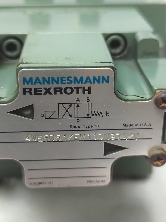 Used REXROTH MANNESMANN,4WE6D61/EW110ON9DA/V,HYDRAULIC DIRECTIONAL VALVE PRE-OWNED