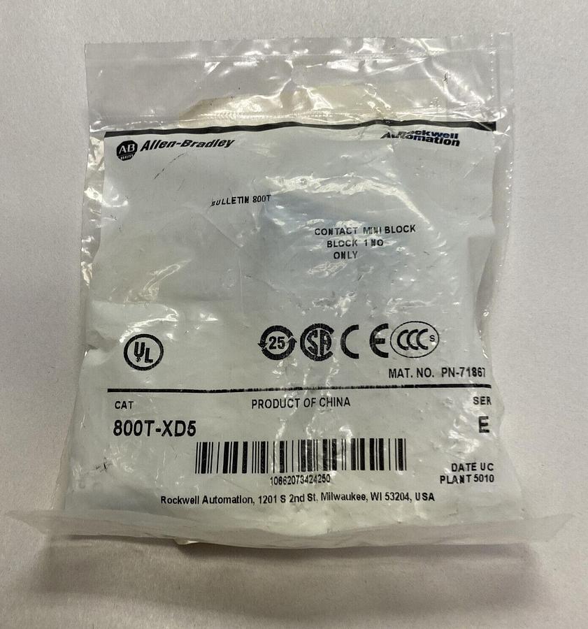 Used ALLEN BRADLEY,800T-XD5,SER E MINI CONTACT BLOCK NEW