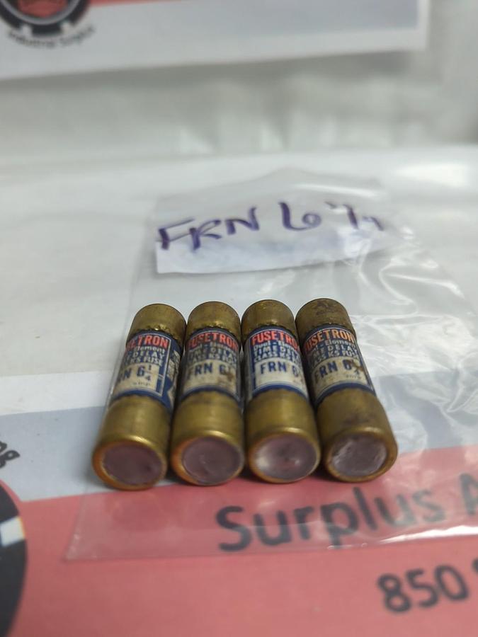 Used COOPER BUSSMANN,FRN-6-1/4,FUSETRON 6-1/4 AMP FUSE LOT OF 4 PRE-OWNED