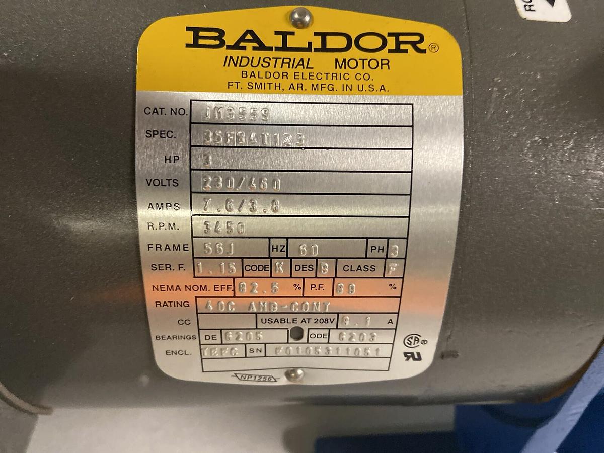 Used Ingersoll Dresser,56J,2x1-1/2x4 Pump with Baldor 3Hp 230/460V 3450RPM 56J