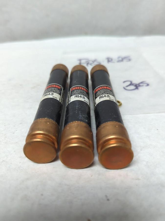 Used COOPER BUSSMANN,FRS-R-25,FUSETRON 25 AMP FUSE LOT OF 3 PRE-OWNED
