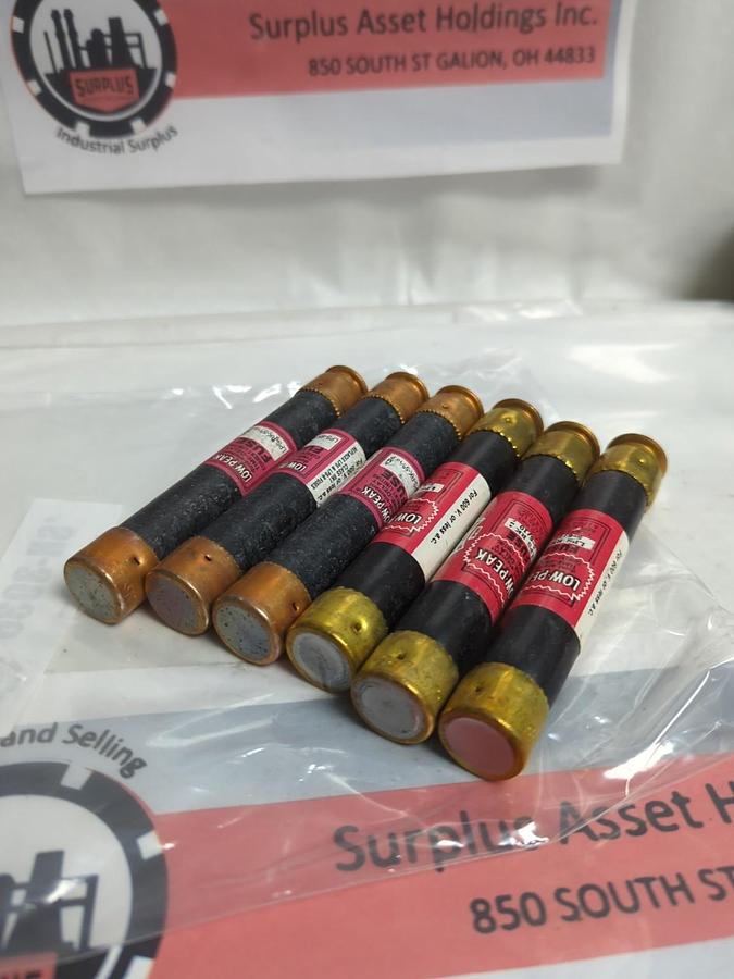 Used COOPER BUSSMANN,LPS-RK-5-6/10,LOW-PEAK 5-6/10 AMP FUSE LOT OF 6 PRE-OWNED