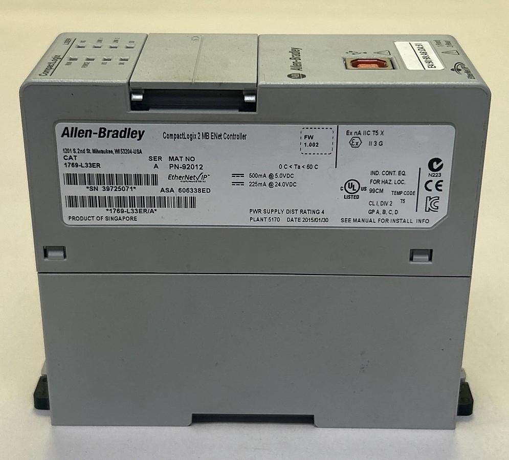 Used ALLEN BRADLEY,1769-L33ER,COMPACTLOGIC 2 MB ENET CONTROLLER