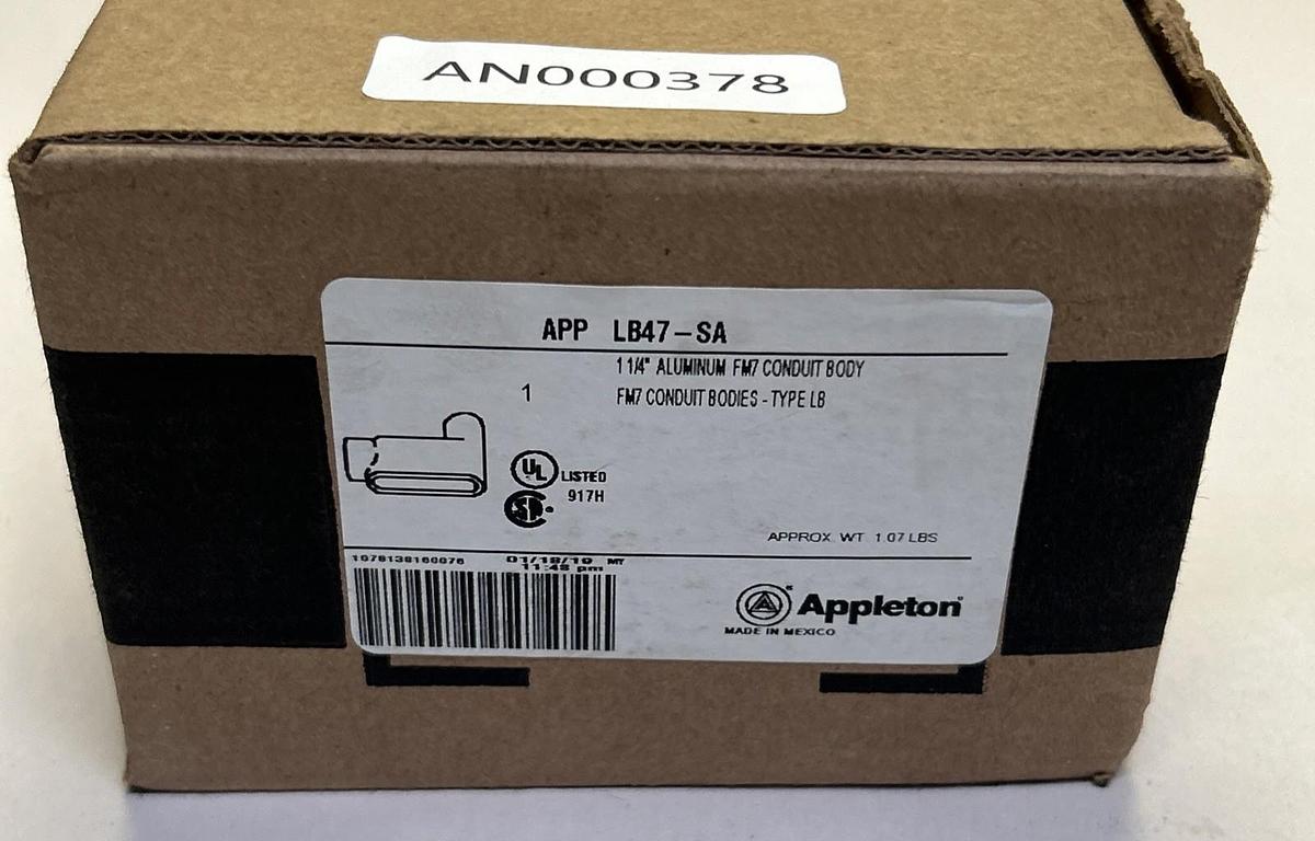APPLETON,LB47,ALUMINUM CONDUIT BODY 1-1/4INCH NOS