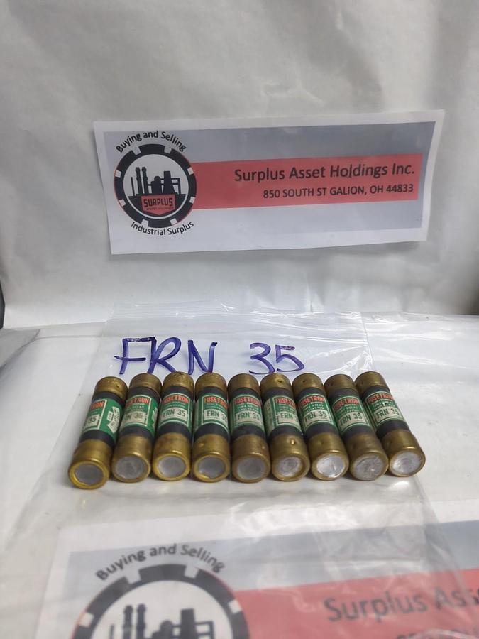 Used COOPER BUSSMANN,FRN-35,FUSETRON 35 AMP FUSE LOT OF 9 PRE-OWNED