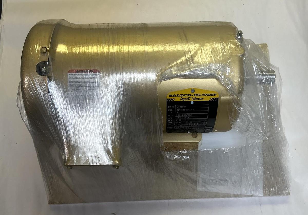 BALDOR,EM3559T,SUPER-E MOTOR 3HP 3450RPM 3PH 208-230/460V 143T FRAME NEW