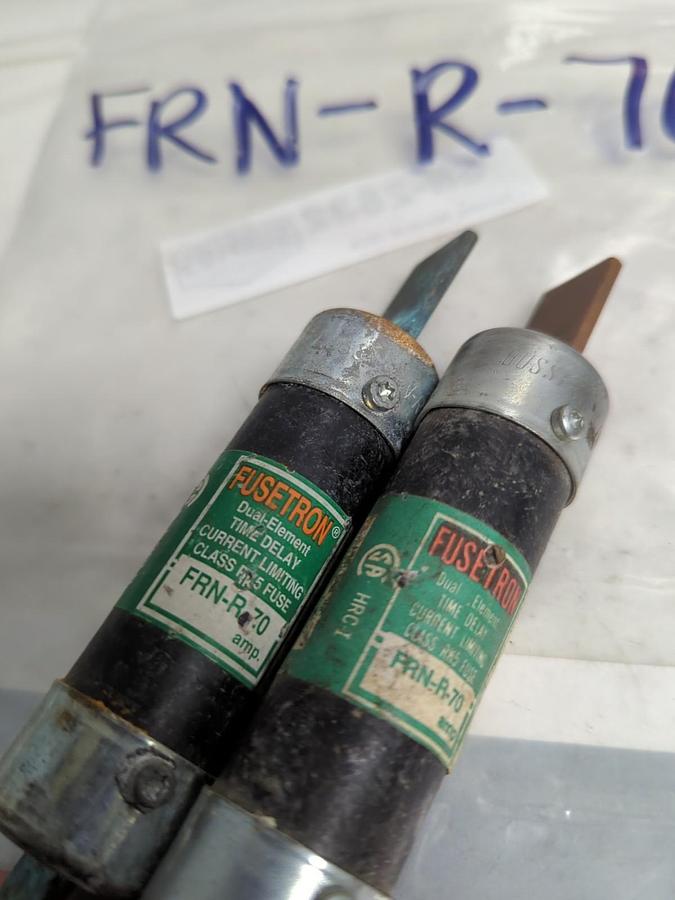 Used COOPER BUSSMANN,FRN-R-70,FUSETRON 70 AMP FUSE LOT OF 2 PRE-OWNED