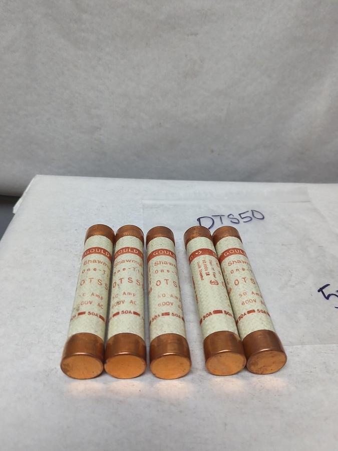 Used GOULD SHAWMUT,OTS50,ONE-TIME 50 AMP FUSE LOT OF 5 PRE-OWNED
