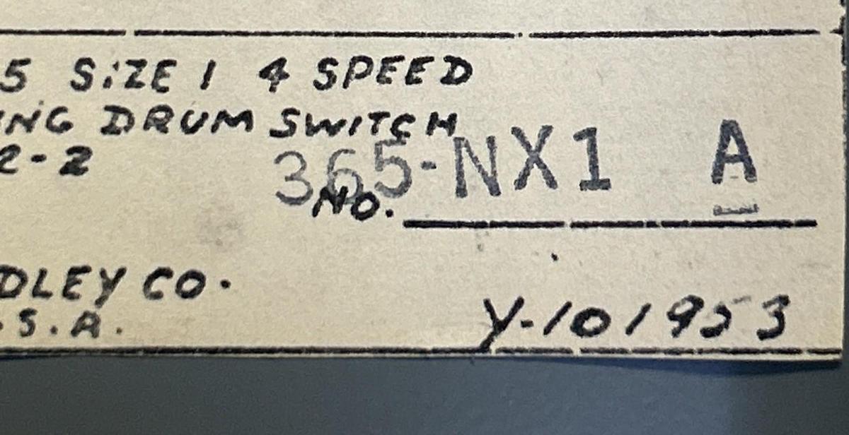 Used ALLEN BRADLEY,365-NX1,NON REVERSING DRUM SWITCH FOUR SPEED