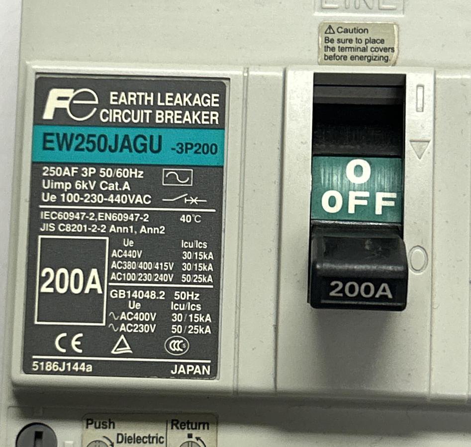 Used FUJI,EW250JAGU,CIRCUIT BREAKER 200A 3P
